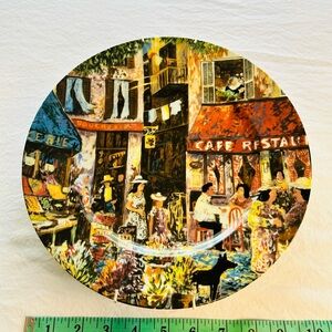 Colorful Decorative Plate with Cafe Scene